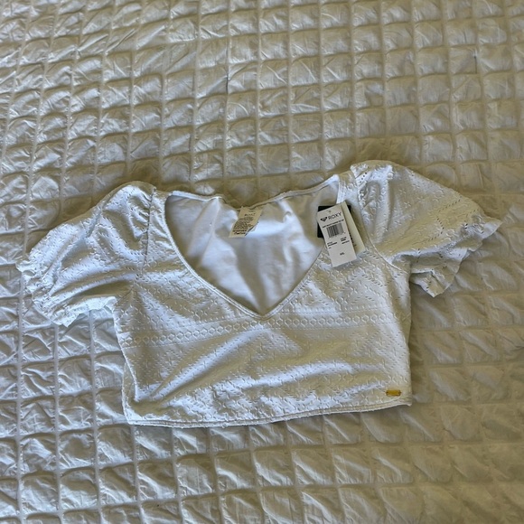 Roxy Tops - Roxy white embossed swim top